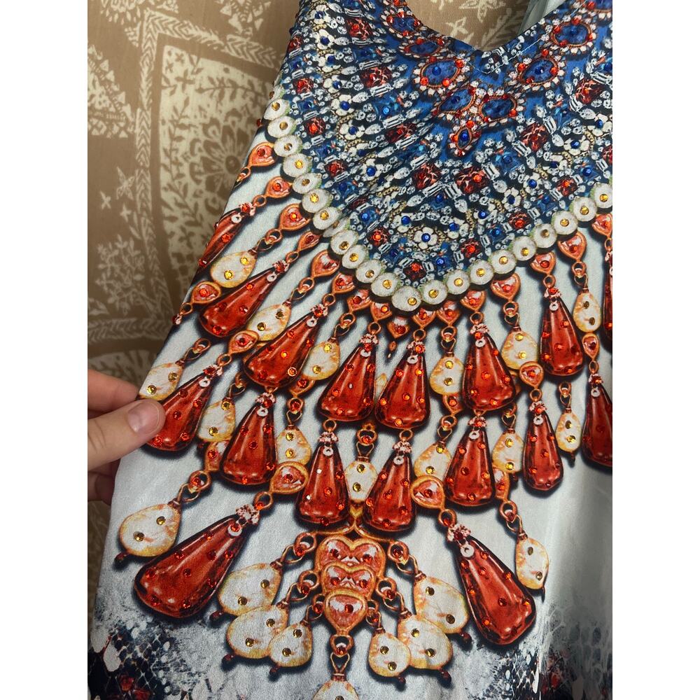 True Colours by La Moda Tank V-Neck Rhinestone Maxi Dress in Exotic Design - Picture 3 of 9